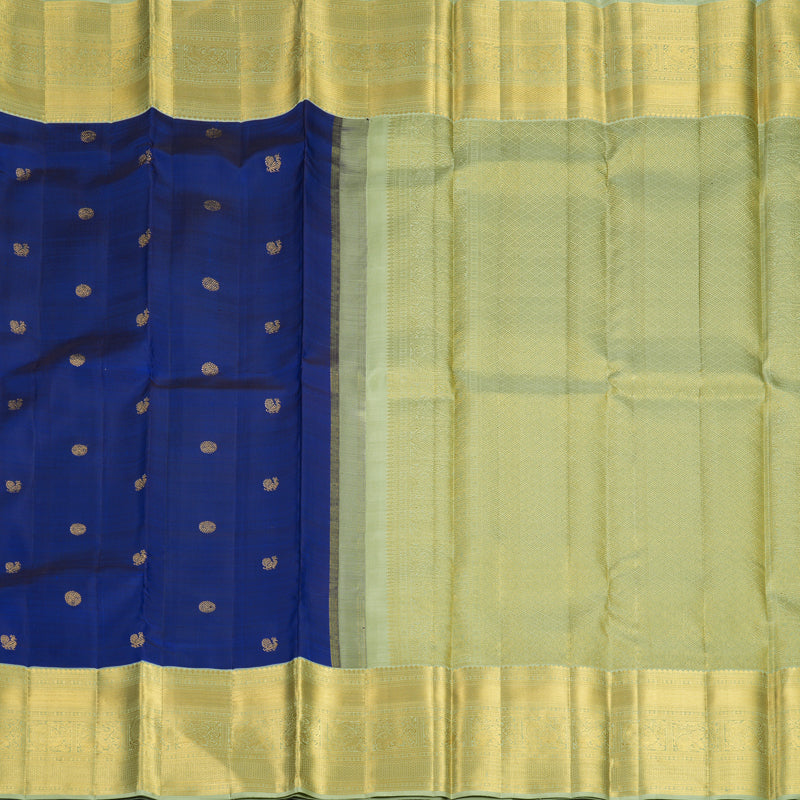 Hayagrivas Handloom MS Blue Kanjivaram Silk Saree with Pista Green Border KBF871H1-1