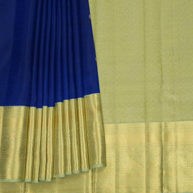 Hayagrivas Handloom MS Blue Kanjivaram Silk Saree with Pista Green Border KBF871H1-1
