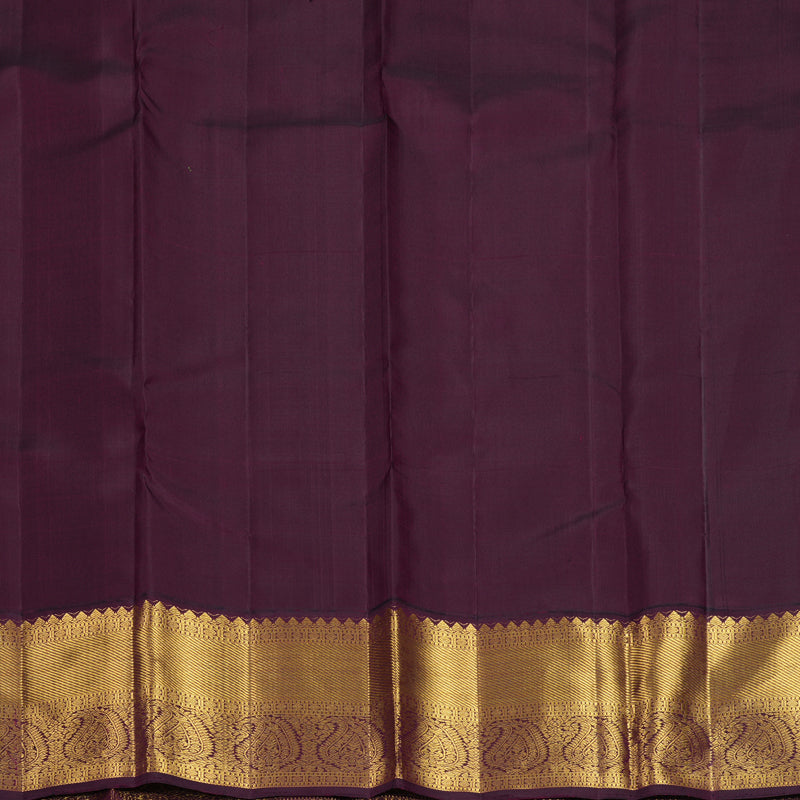 Hayagrivas Handloom Olive Green Kanjivaram Silk Saree with Wine Purple Border KBF871H2-3
