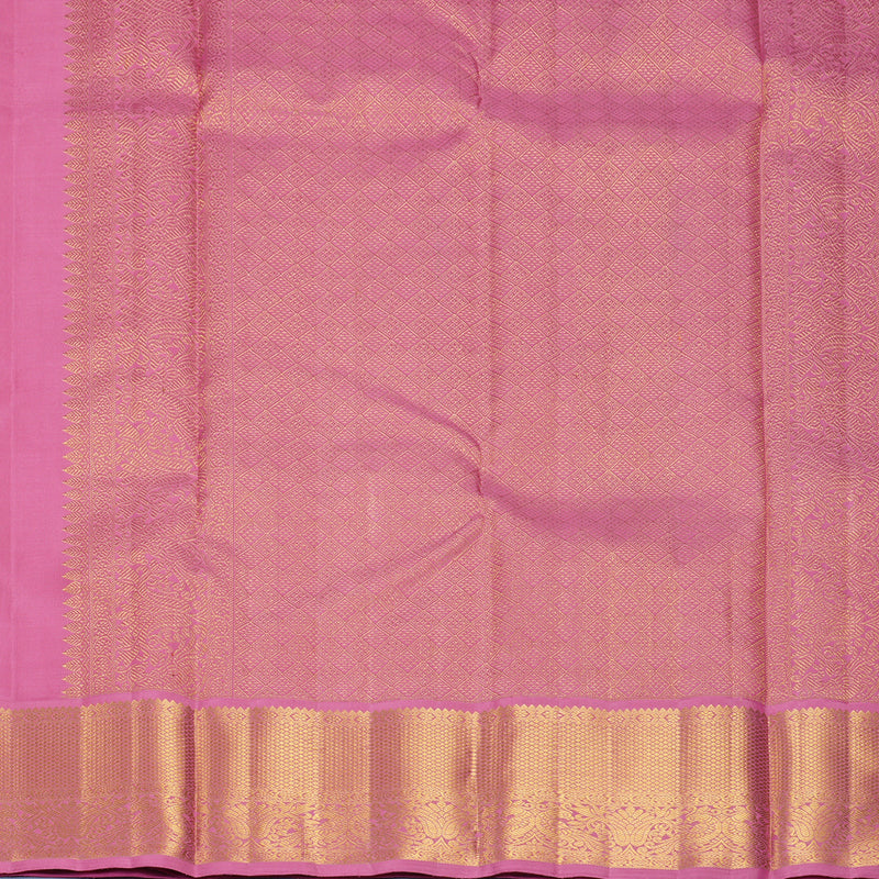 Hayagrivas Handloom Mild Peach Kanjivaram Silk Saree with Persian Pink Border KBF871H2-4