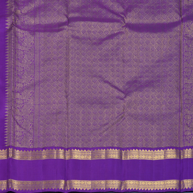 Hayagrivas Handloom Mustard Yellow Kanjivaram Silk Saree with Purple Border KBF871H2-5