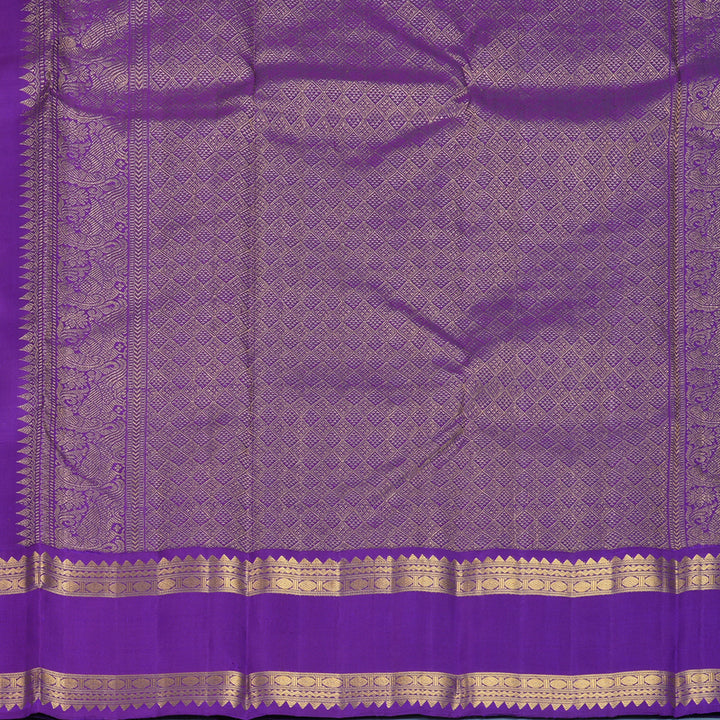 Hayagrivas Handloom Mustard Yellow Kanjivaram Silk Saree with Purple Border KBF871H2-5