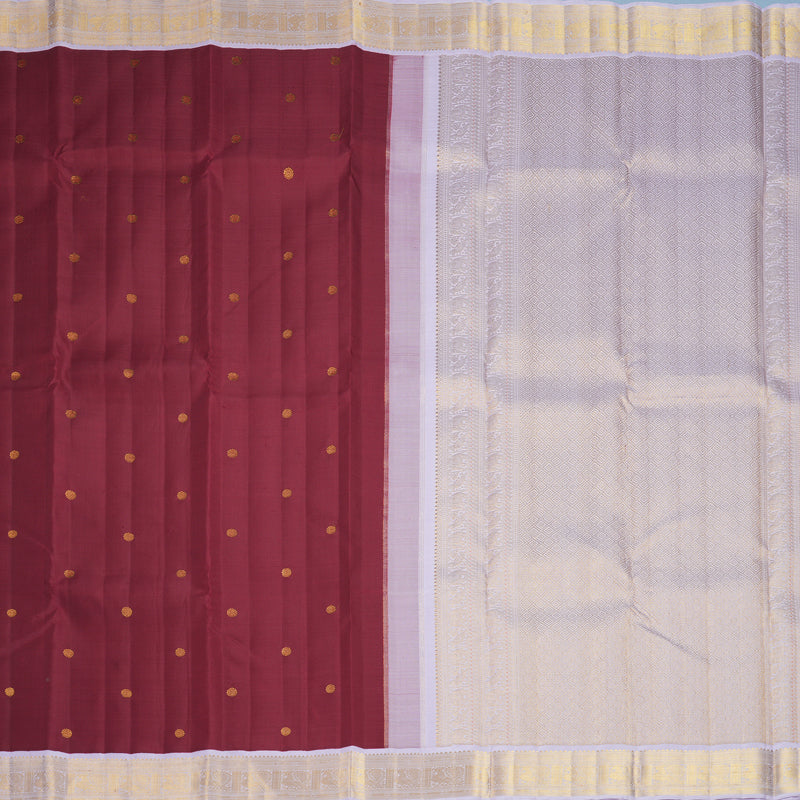 Hayagrivas Handloom Kum Kum Maroon Kanjivaram Silk Saree with Lilac Border KBF871H3-1
