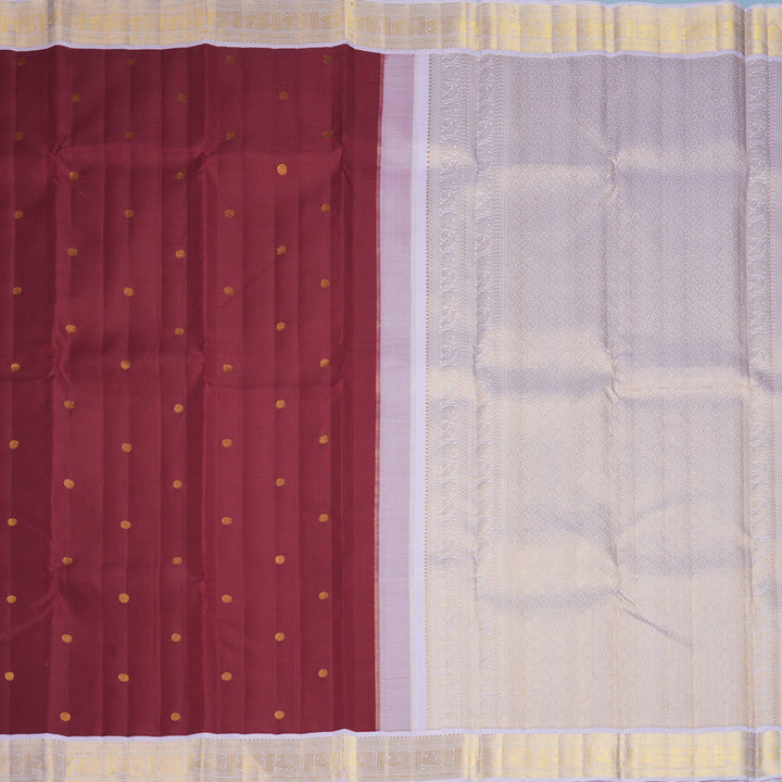 Hayagrivas Handloom Kum Kum Maroon Kanjivaram Silk Saree with Lilac Border KBF871H3-1