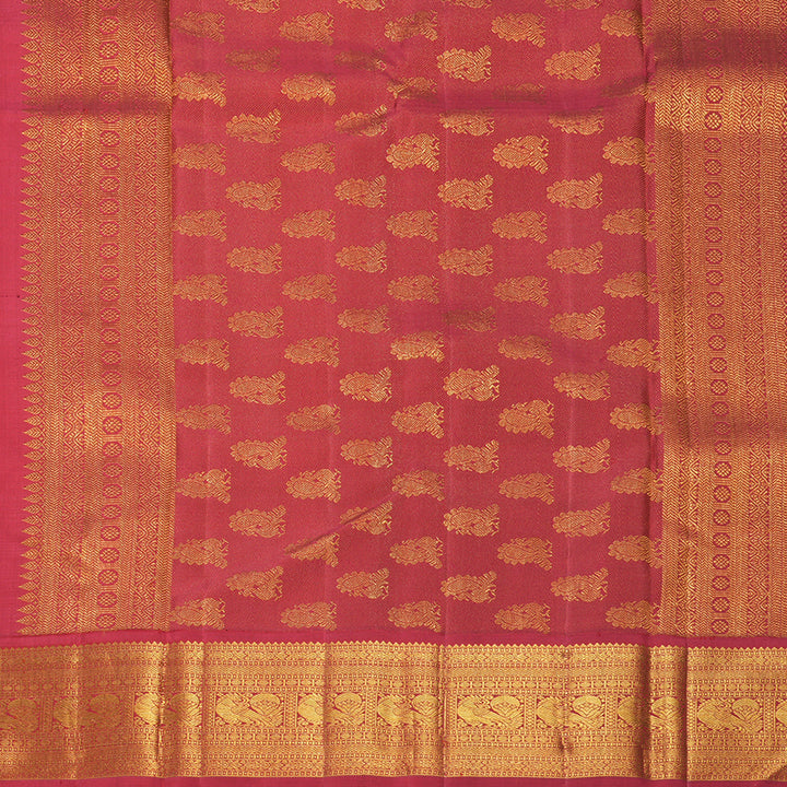 Hayagrivas Handloom MS Blue Kanjivaram Silk Saree with Maroon Border KBF872H3-1