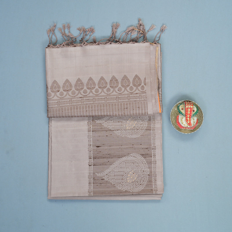 Hayagrivas Cream Handloom Soft Silk Saree KBF877H14-1