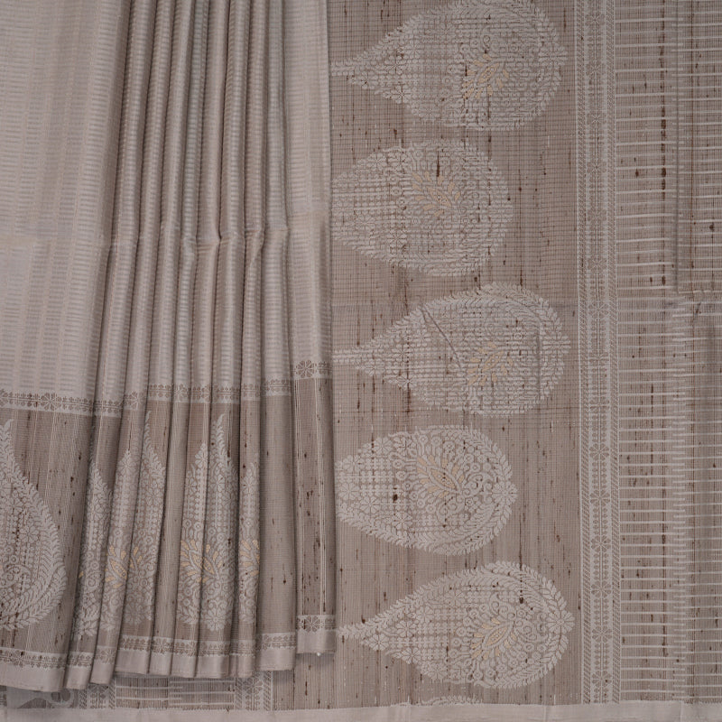 Hayagrivas Cream Handloom Soft Silk Saree KBF877H14-1