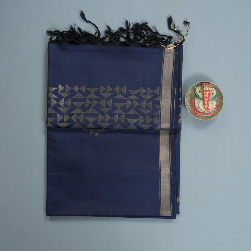 Hayagrivas Navy Blue Handloom Soft Silk Saree KBF877H4-1