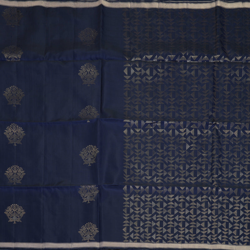 Hayagrivas Navy Blue Handloom Soft Silk Saree KBF877H4-1