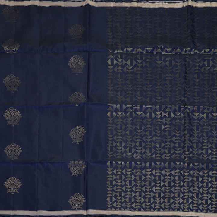 Hayagrivas Navy Blue Handloom Soft Silk Saree KBF877H4-1