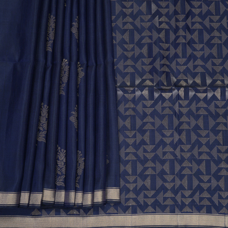 Hayagrivas Navy Blue Handloom Soft Silk Saree KBF877H4-1