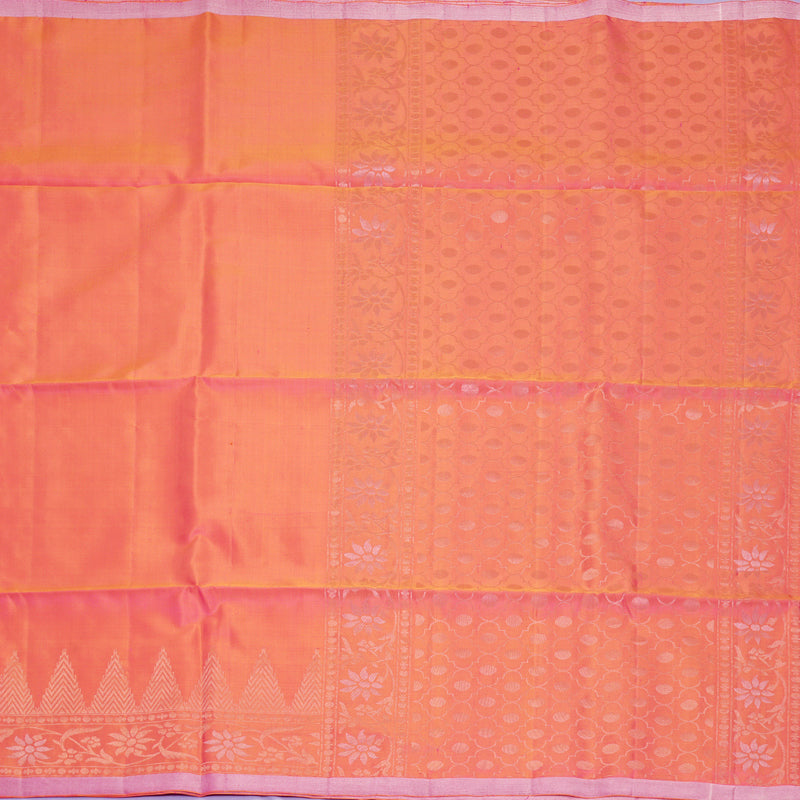 Hayagrivas Orangish-Pink Handloom Soft Silk Saree KBF877H6-2