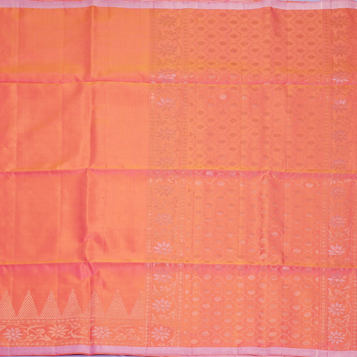 Hayagrivas Orangish-Pink Handloom Soft Silk Saree KBF877H6-2