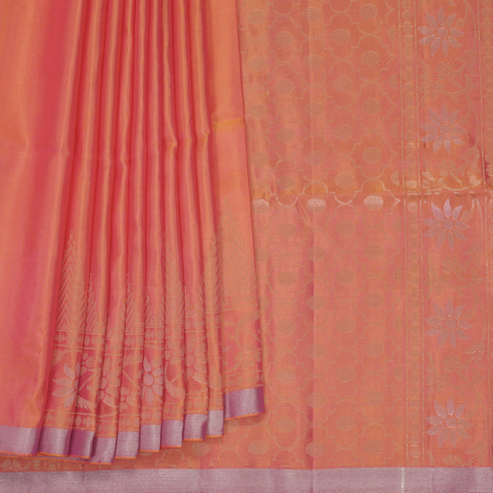 Hayagrivas Orangish-Pink Handloom Soft Silk Saree KBF877H6-2