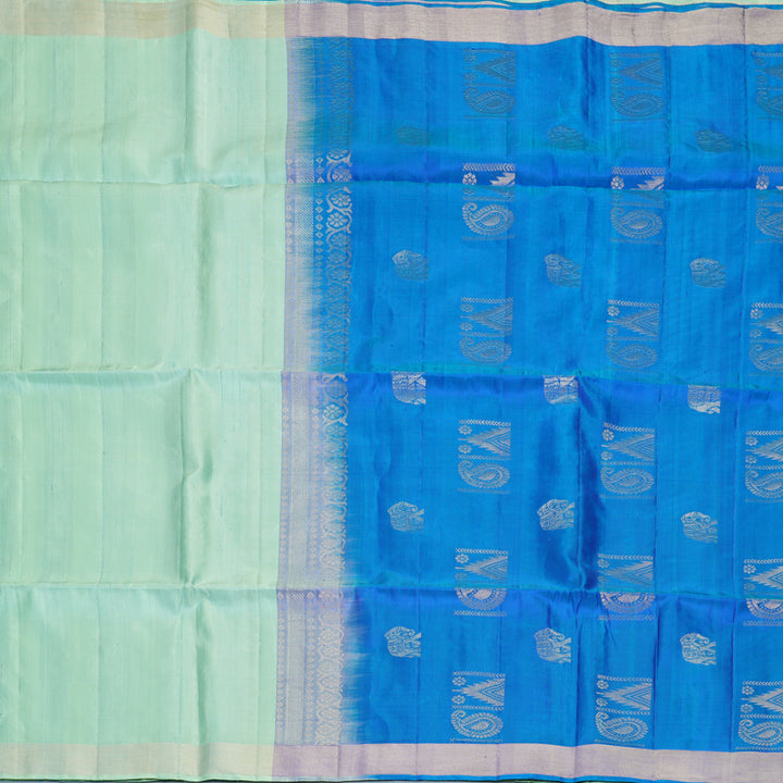 Hayagrivas Pastel Green Handloom Soft Silk Saree KBF878H3-1