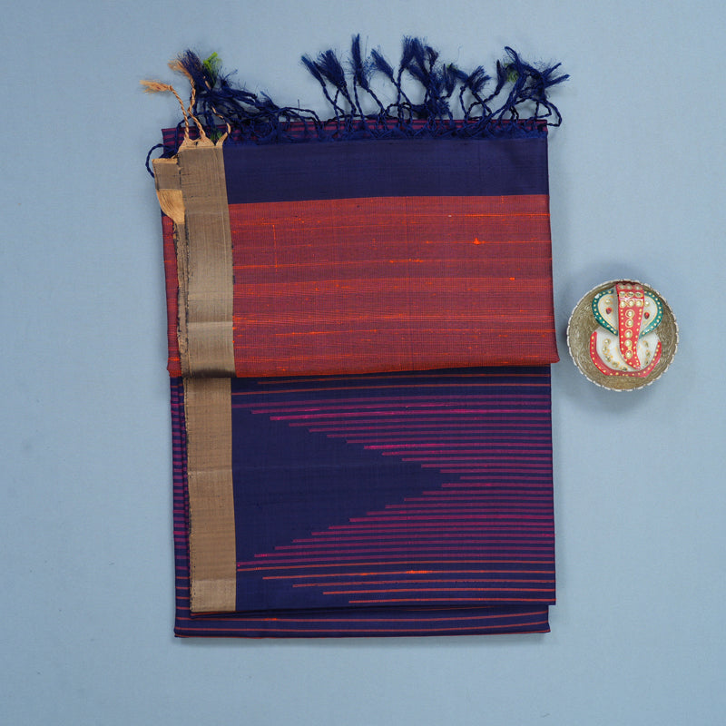 Hayagrivas Dark Blue Handloom Soft Silk Saree KBF878H5-1
