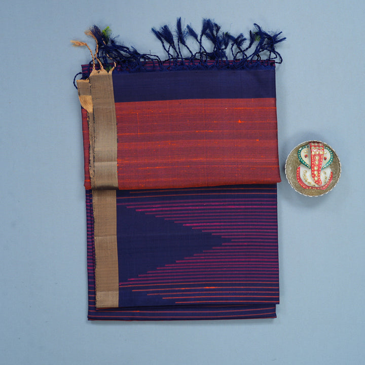 Hayagrivas Dark Blue Handloom Soft Silk Saree KBF878H5-1