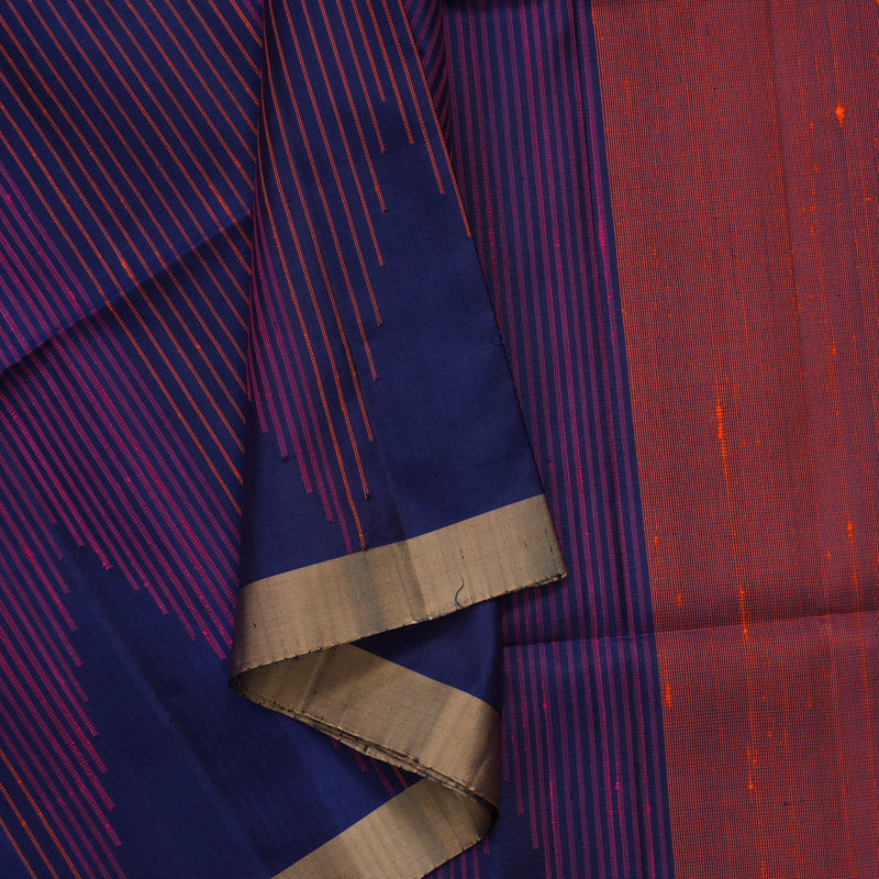 Hayagrivas Dark Blue Handloom Soft Silk Saree KBF878H5-1