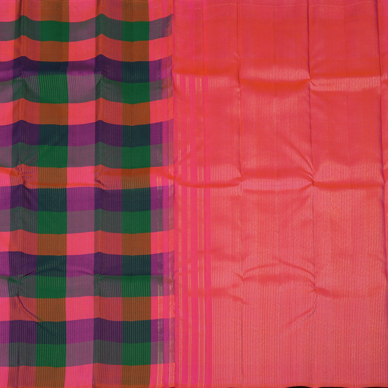 Hayagrivas Handloom Multicolour Checks Kanjivaram Silk Saree KBF87D2-1