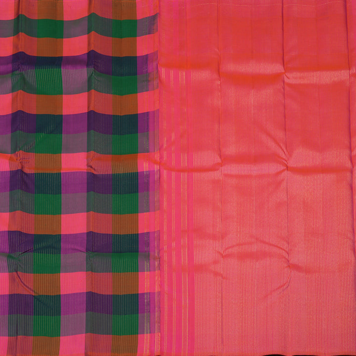 Hayagrivas Handloom Multicolour Checks Kanjivaram Silk Saree KBF87D2-1