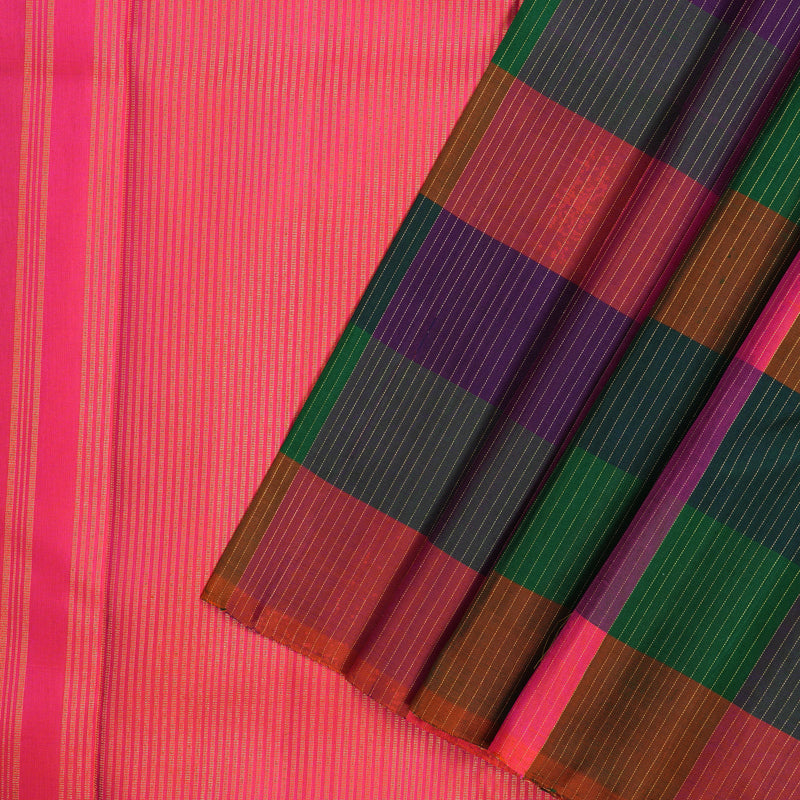 Hayagrivas Handloom Multicolour Checks Kanjivaram Silk Saree KBF87D2-1