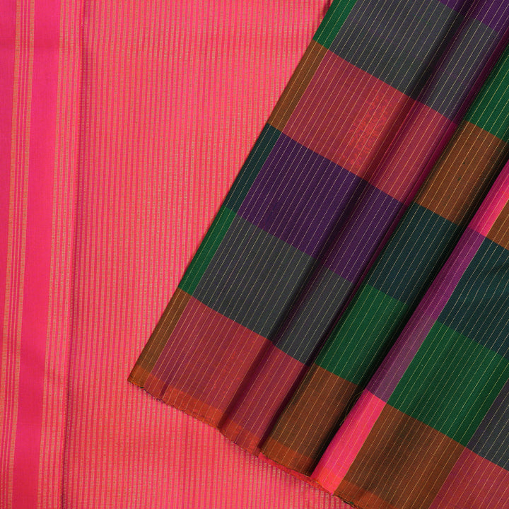 Hayagrivas Handloom Multicolour Checks Kanjivaram Silk Saree KBF87D2-1