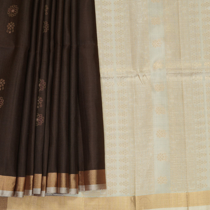 Hayagrivas Chocolate Brown Handloom Soft Silk Saree KBF880H3-1