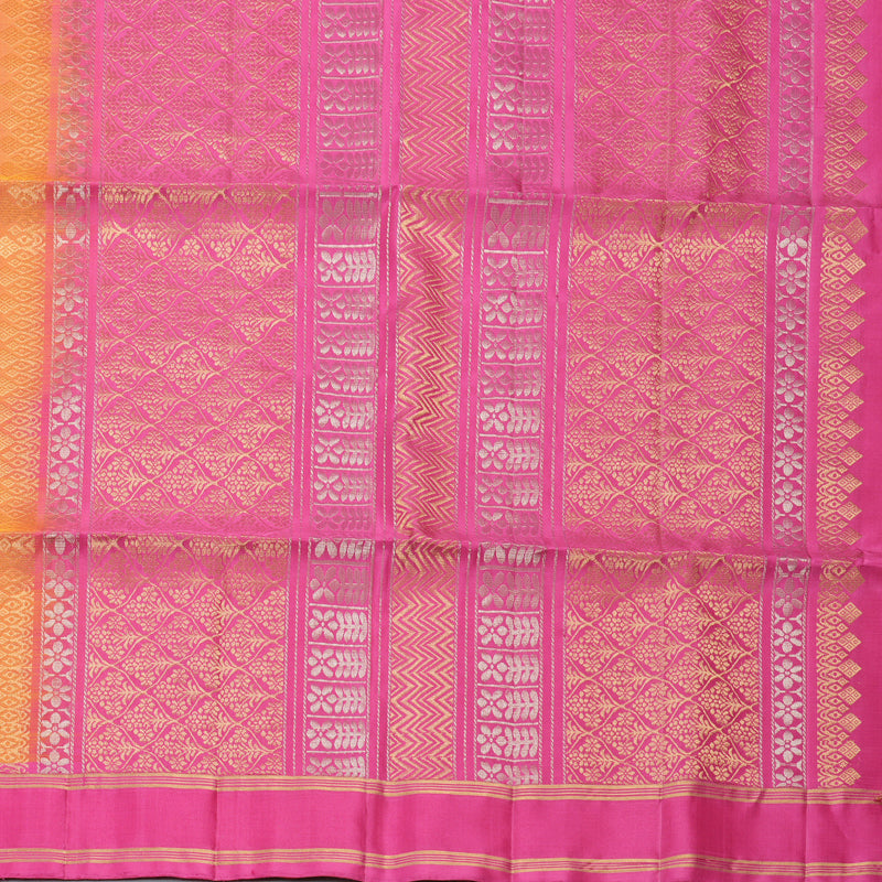Hayagrivas Orangish-Pink Handloom Soft Silk Saree KBF880H3-3