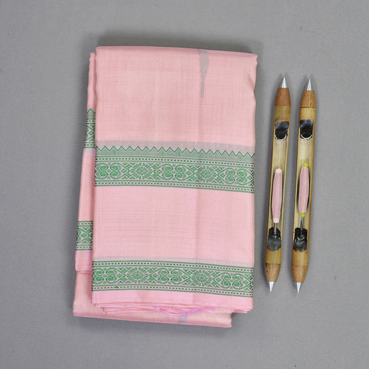 Hayagrivas Baby Pink Handloom Soft Silk Saree KBF880H6-1