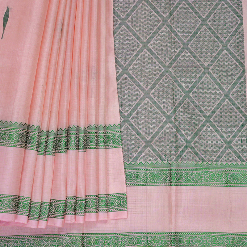 Hayagrivas Baby Pink Handloom Soft Silk Saree KBF880H6-1