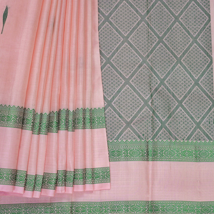 Hayagrivas Baby Pink Handloom Soft Silk Saree KBF880H6-1