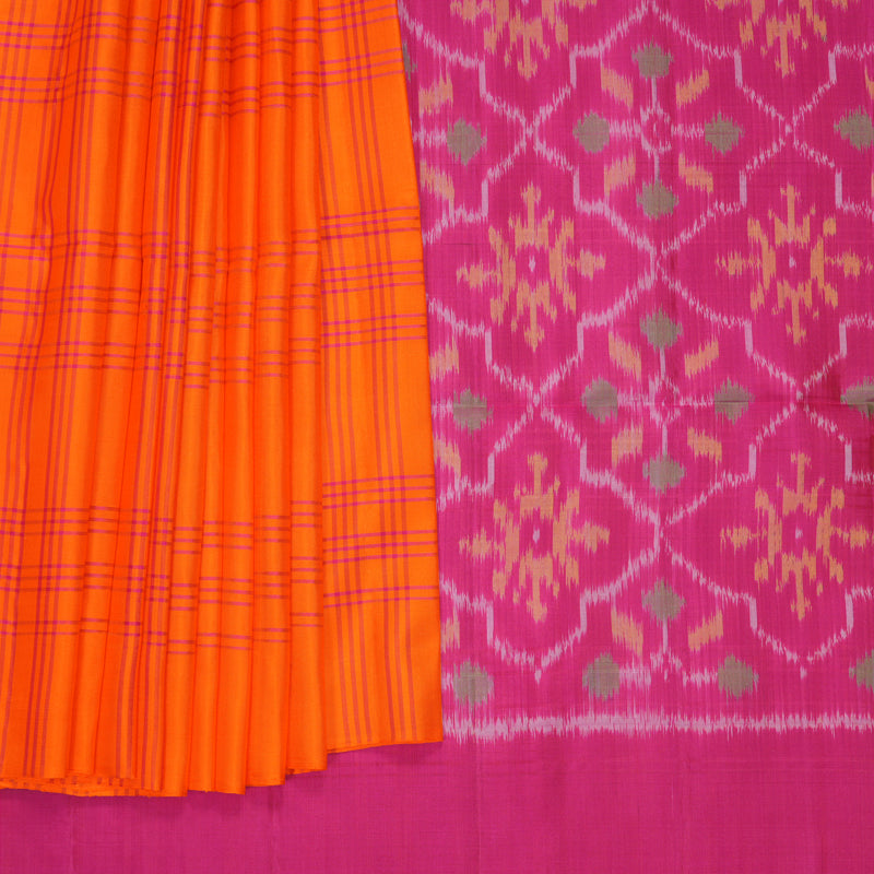 Hayagrivas Fanta Orange Handloom Soft Silk Saree KBF880H6-11