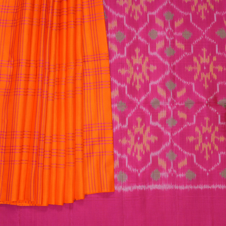 Hayagrivas Fanta Orange Handloom Soft Silk Saree KBF880H6-11