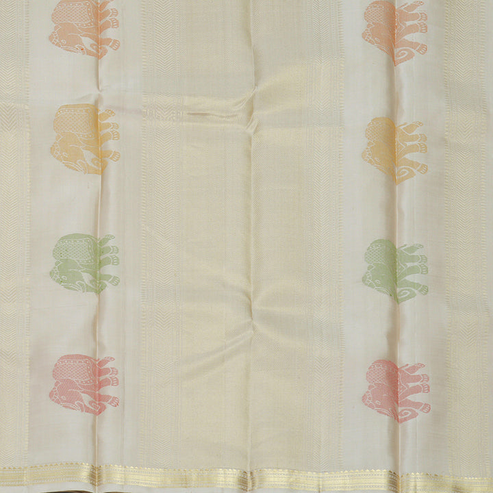 Hayagrivas Cream Handloom Soft Silk Saree KBF880H6-2