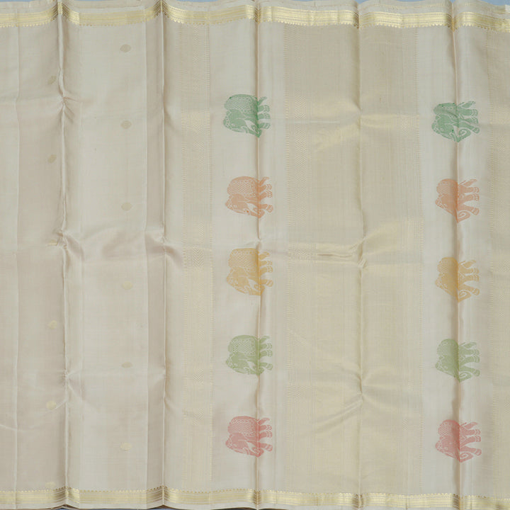 Hayagrivas Cream Handloom Soft Silk Saree KBF880H6-2