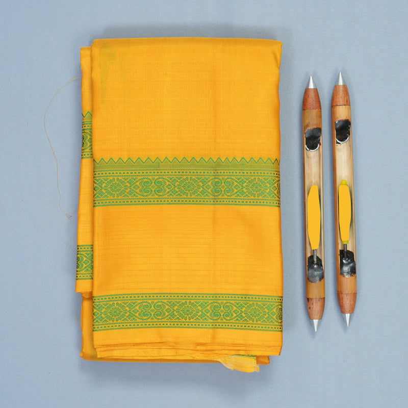 Hayagrivas Mustard Yellow Handloom Soft Silk Saree KBF880H6-3