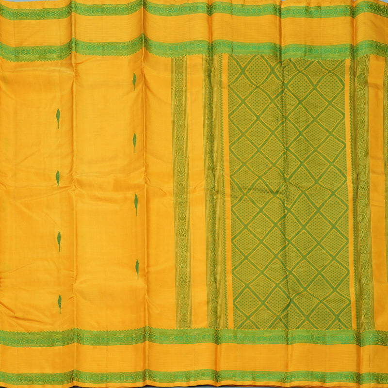 Hayagrivas Mustard Yellow Handloom Soft Silk Saree KBF880H6-3