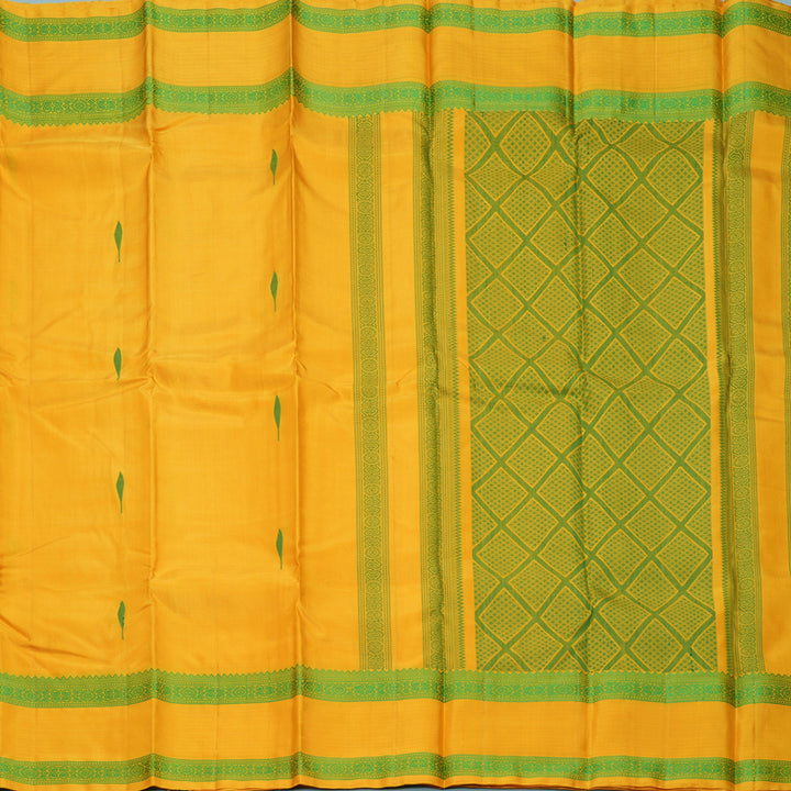 Hayagrivas Mustard Yellow Handloom Soft Silk Saree KBF880H6-3