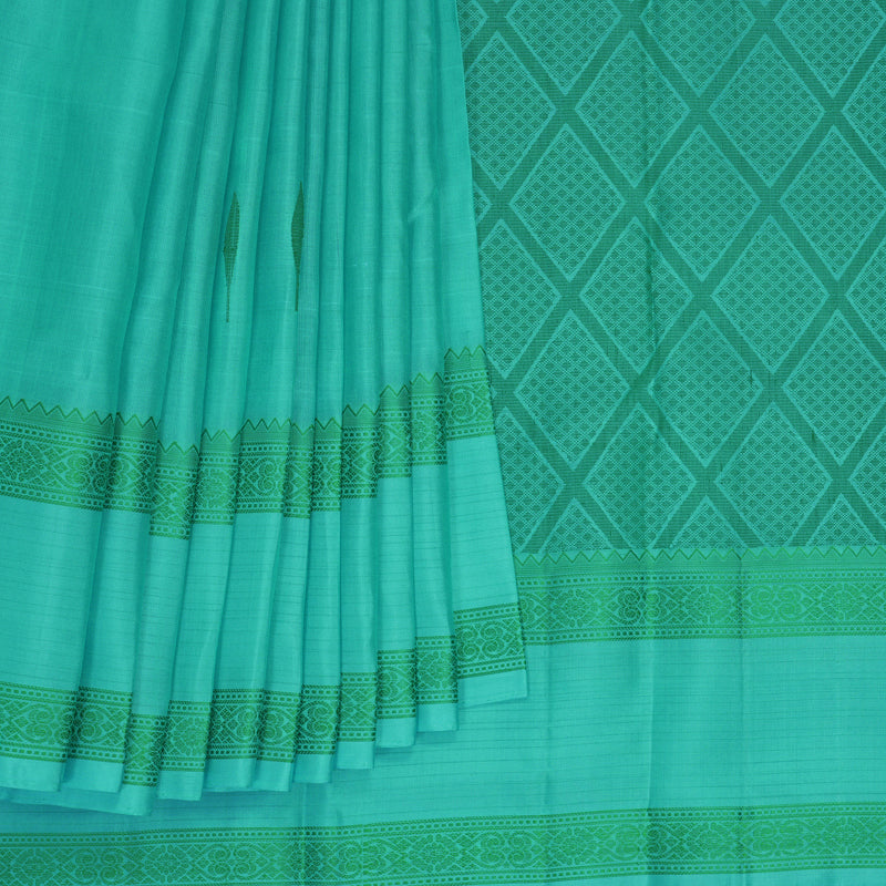 Hayagrivas Sea Blue Handloom Soft Silk Saree KBF880H6-7