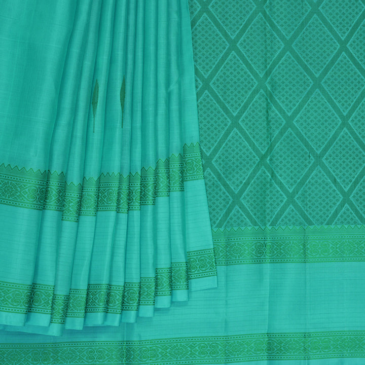 Hayagrivas Sea Blue Handloom Soft Silk Saree KBF880H6-7