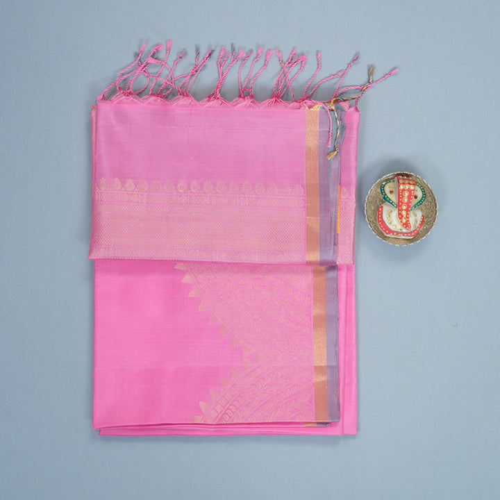 Hayagrivas Baby Pink Handloom Soft Silk Saree KBF880H7-1
