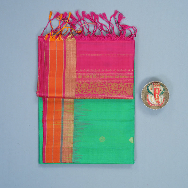 Hayagrivas Aqua Green Handloom Soft Silk Saree KBF880H8-1