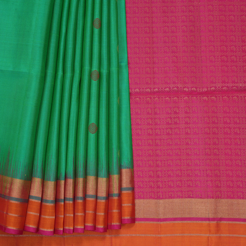 Hayagrivas Aqua Green Handloom Soft Silk Saree KBF880H8-1