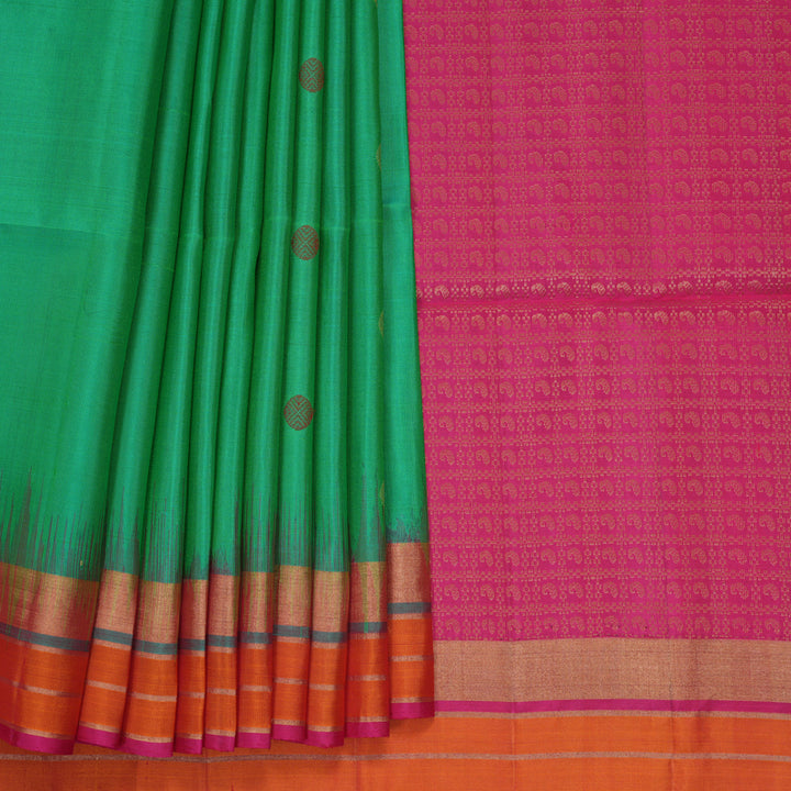 Hayagrivas Aqua Green Handloom Soft Silk Saree KBF880H8-1