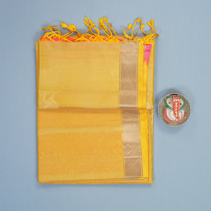 Hayagrivas Mild Yellow Handloom Soft Silk Saree KBF880H8-10