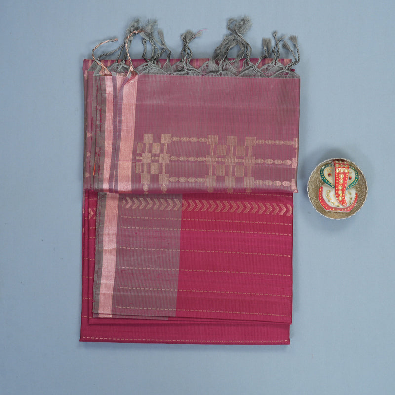 Hayagrivas Magenta Handloom Soft Silk Saree KBF881H17-1