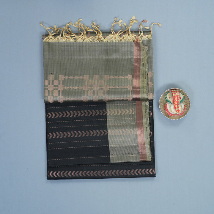 Hayagrivas Black Handloom Soft Silk Saree KBF881H17-2