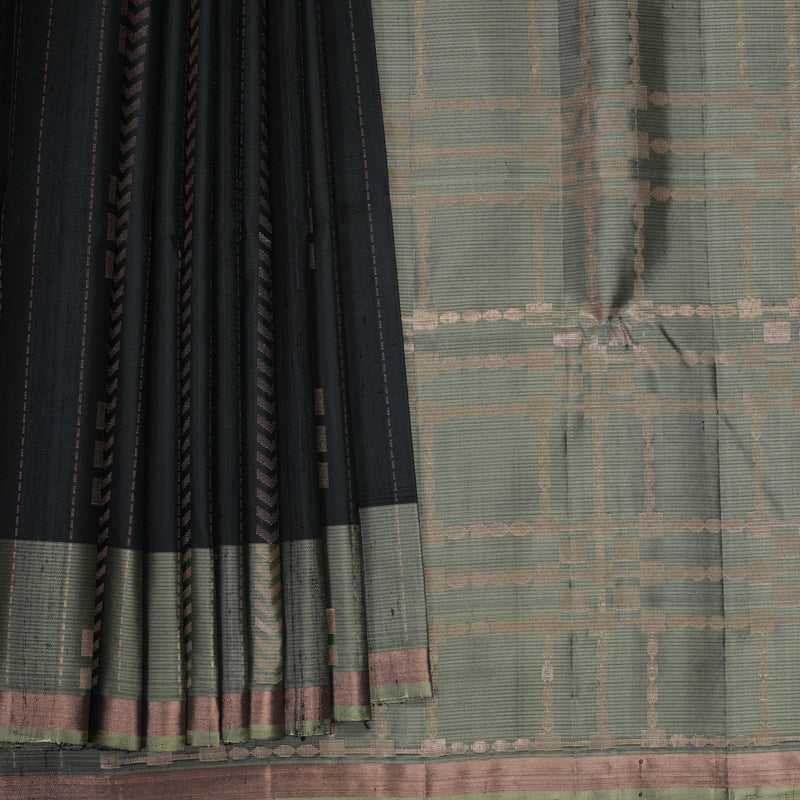 Hayagrivas Black Handloom Soft Silk Saree KBF881H17-2