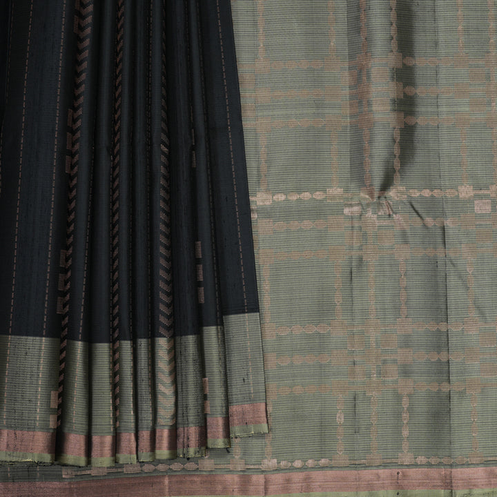 Hayagrivas Black Handloom Soft Silk Saree KBF881H17-2