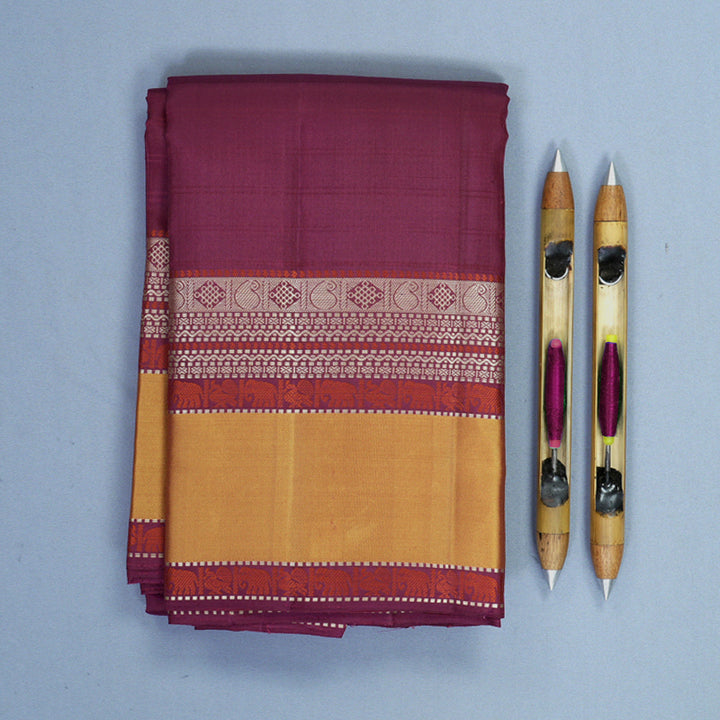 Hayagrivas Purple Handloom Soft Silk Saree KBF881H19-1